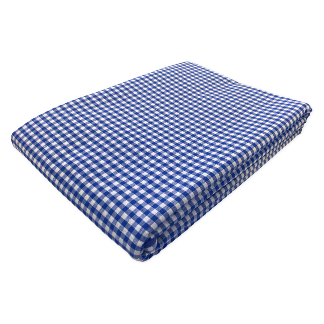 Tafelkleed Kleine ruit blauw (Strijkvrij) 200 rond