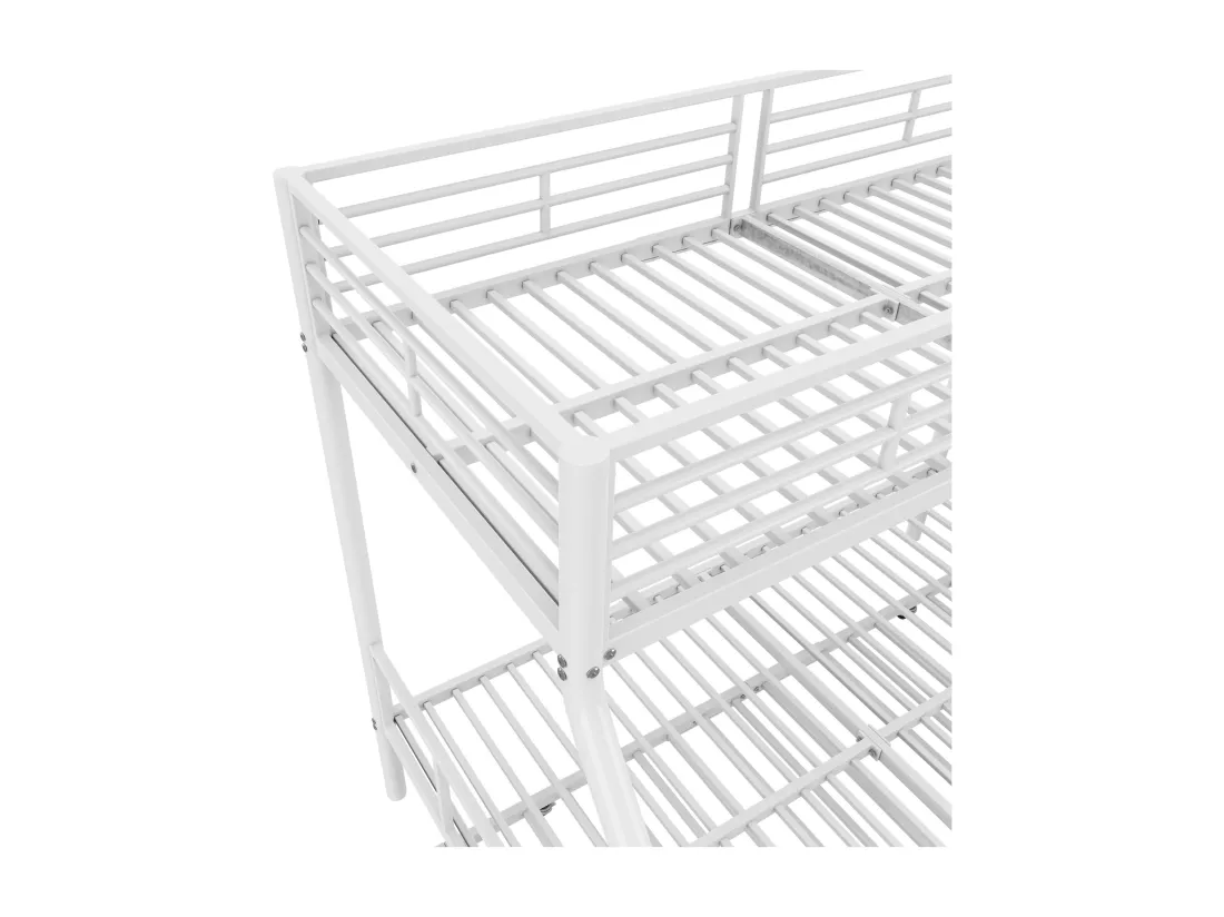 Lit superposé 90x200cm & 140x200cm - avec lit gigogne 90x190cm - cadre en fer - Blanc