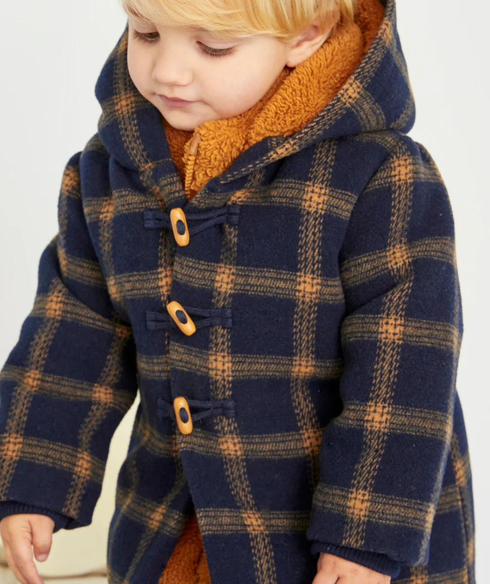 DUFFLE-COAT À CARREAUX EN REMBOURRAGE RECYCLÉ BÉBÉ GARÇON