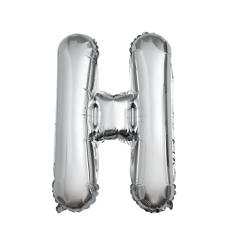 (80cm) Buchstaben Ballon Geburtstags Party Luftballon Folienballon - Buchstabe H / Silber