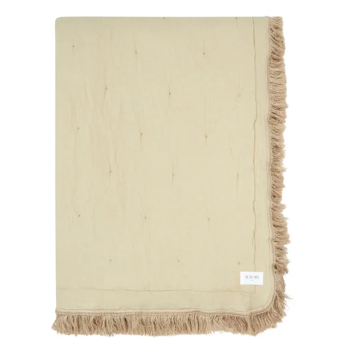 Autumn Couvre lit en coton et lin bio avec franges | Chêne