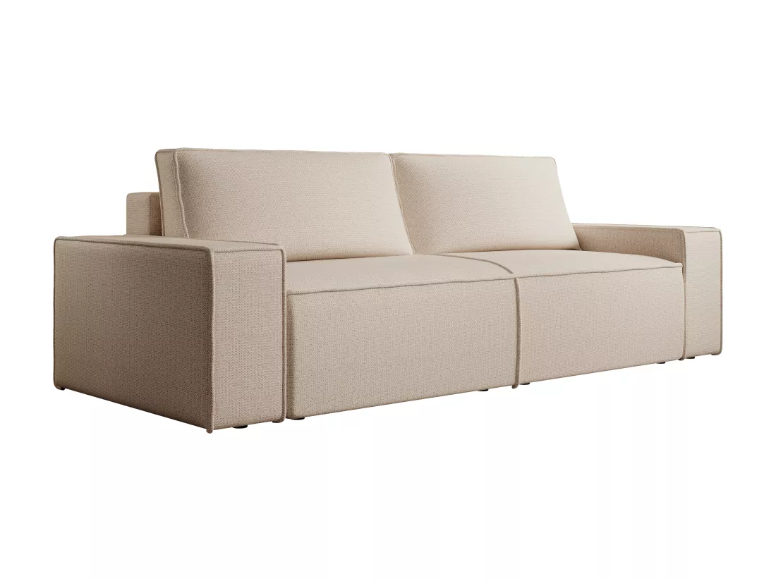Canapé 4 places convertible en tissu texturé beige AMELIA