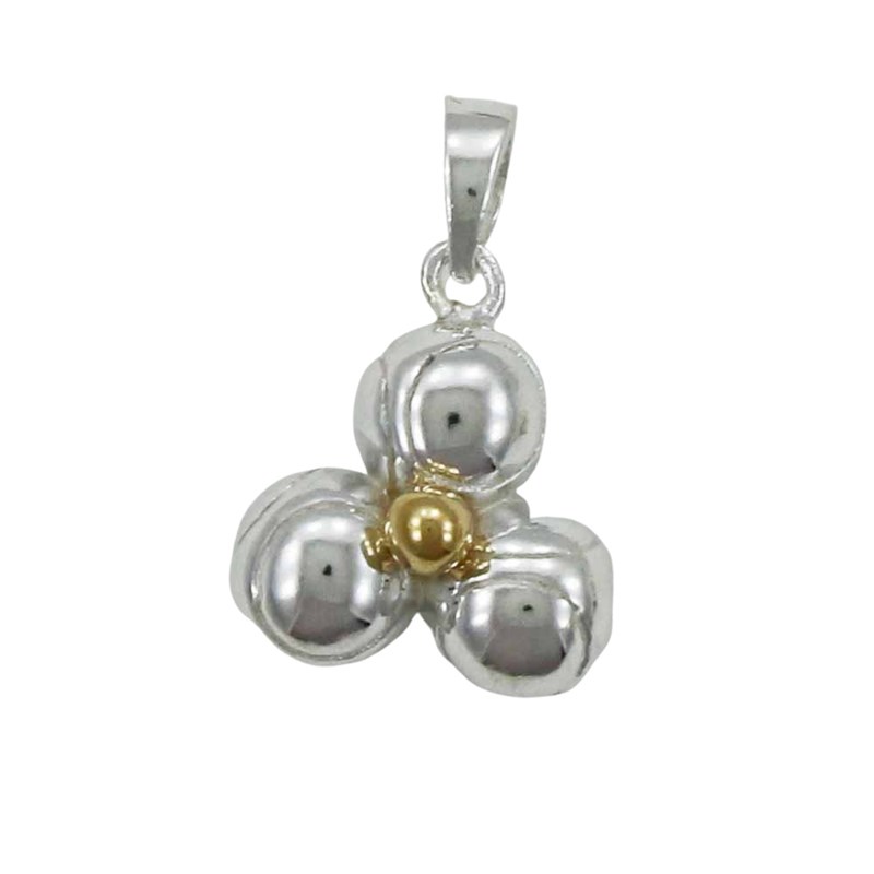 Pendentif 3 boules de pétanque et cochonnet - Argent massif et plaqué or