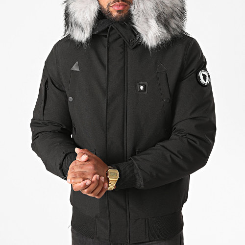Parka Fourrure Chauffante Slim Fit Chicago Noir Gris