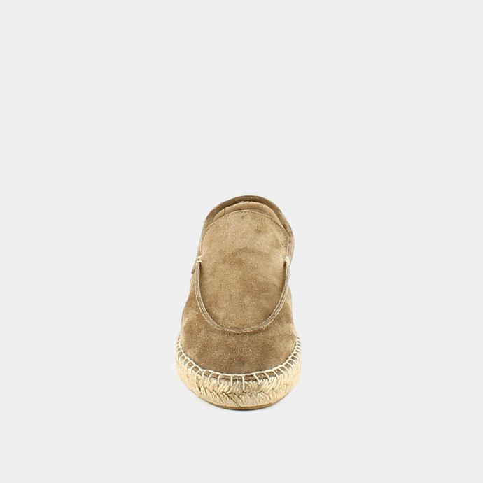 Espadrilles à bouts ronds  en croute taupe