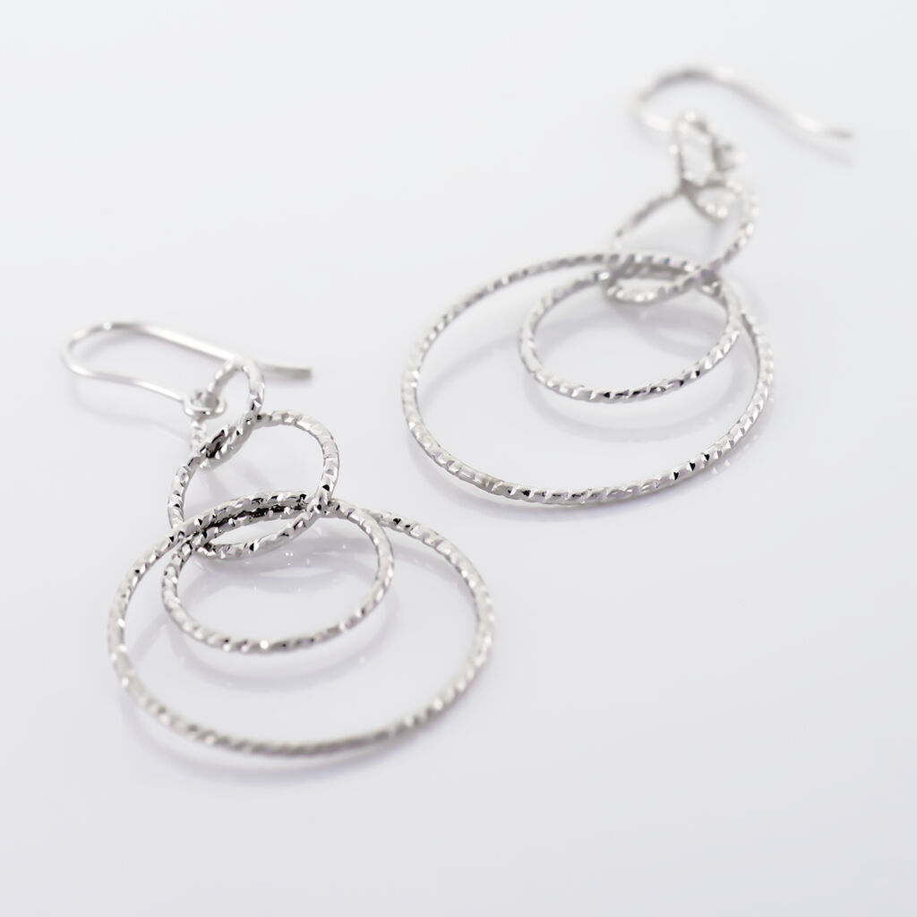 Boucles D'oreilles Pendantes Flaura Argent Blanc