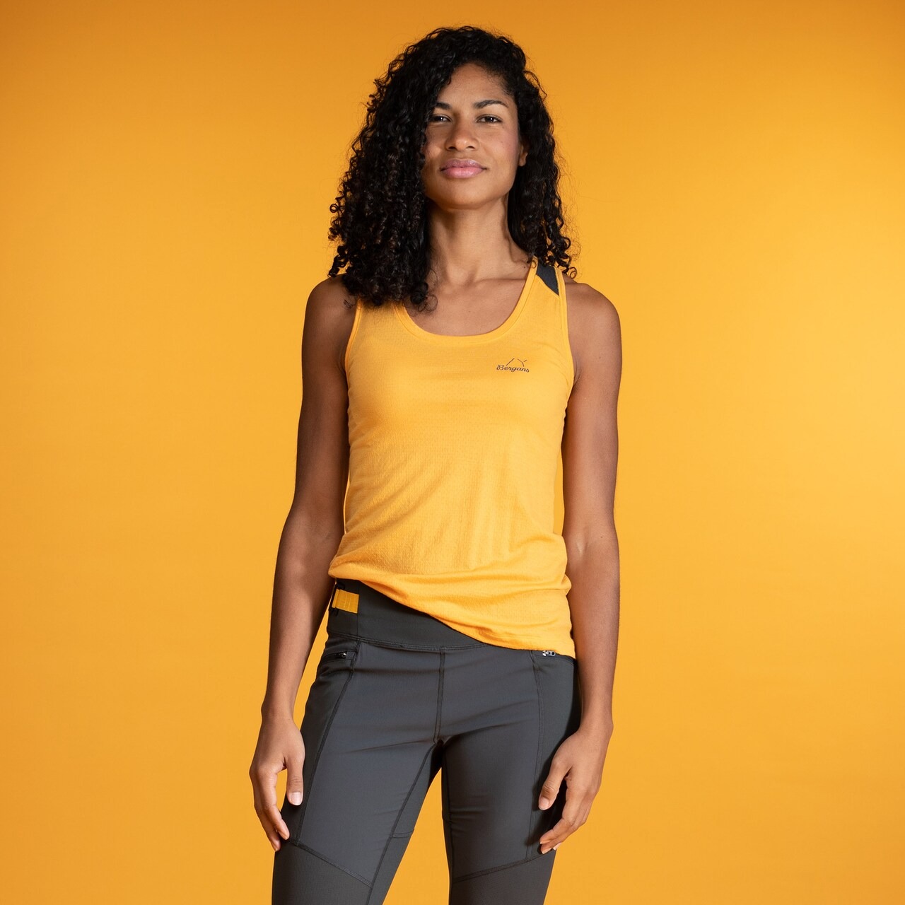 Y LightLine Merino Top Dame Mango Yellow/Dark Shadow Grey