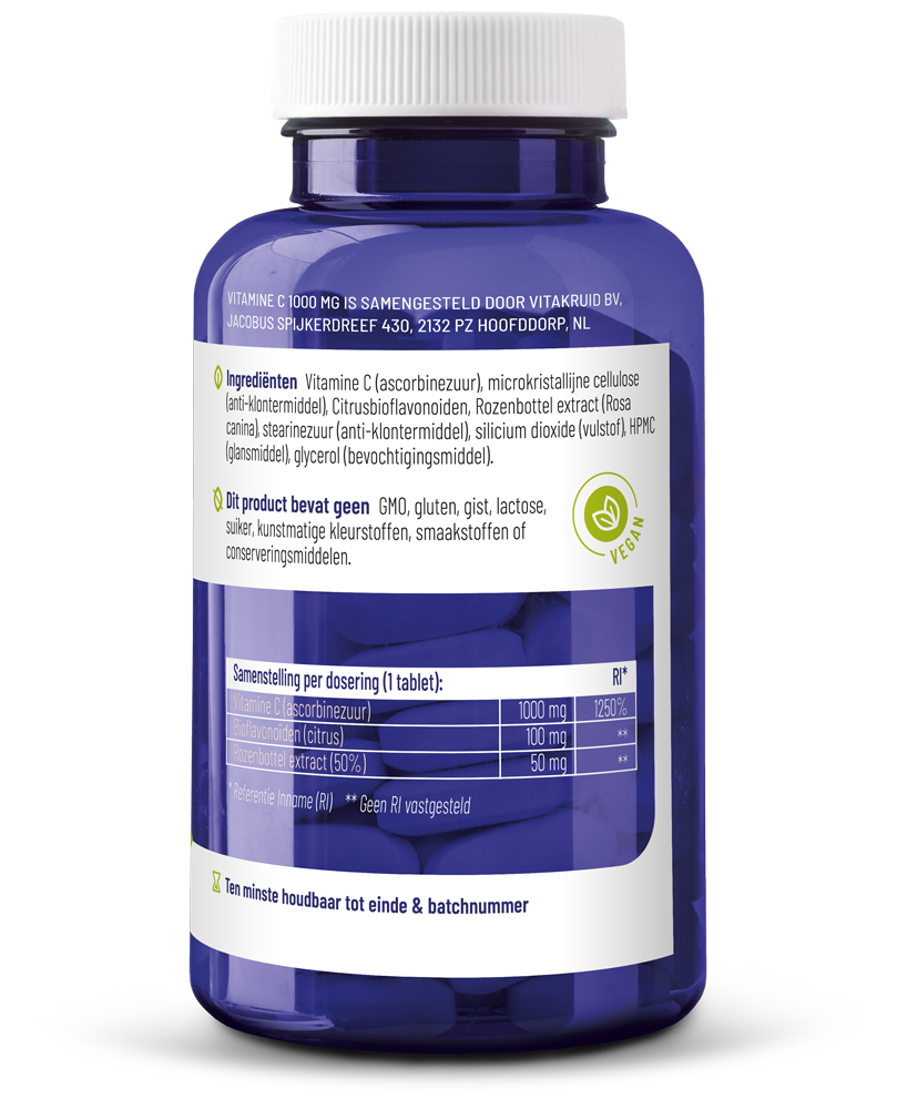 Vitakruid Vitamine C 1000 Met Bioflavonoïden & Rozenbottel (90 tabletten)