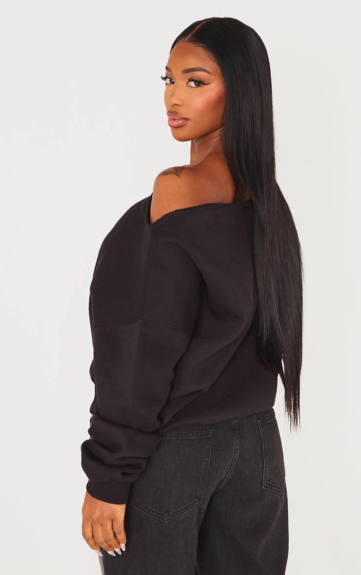 Noir Sweat Shape À Bords Bruts Et Épaule Tombante