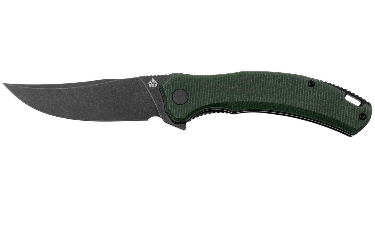QSP Knife Walrus QS151-C2 Black, Green Micarta, zakmes