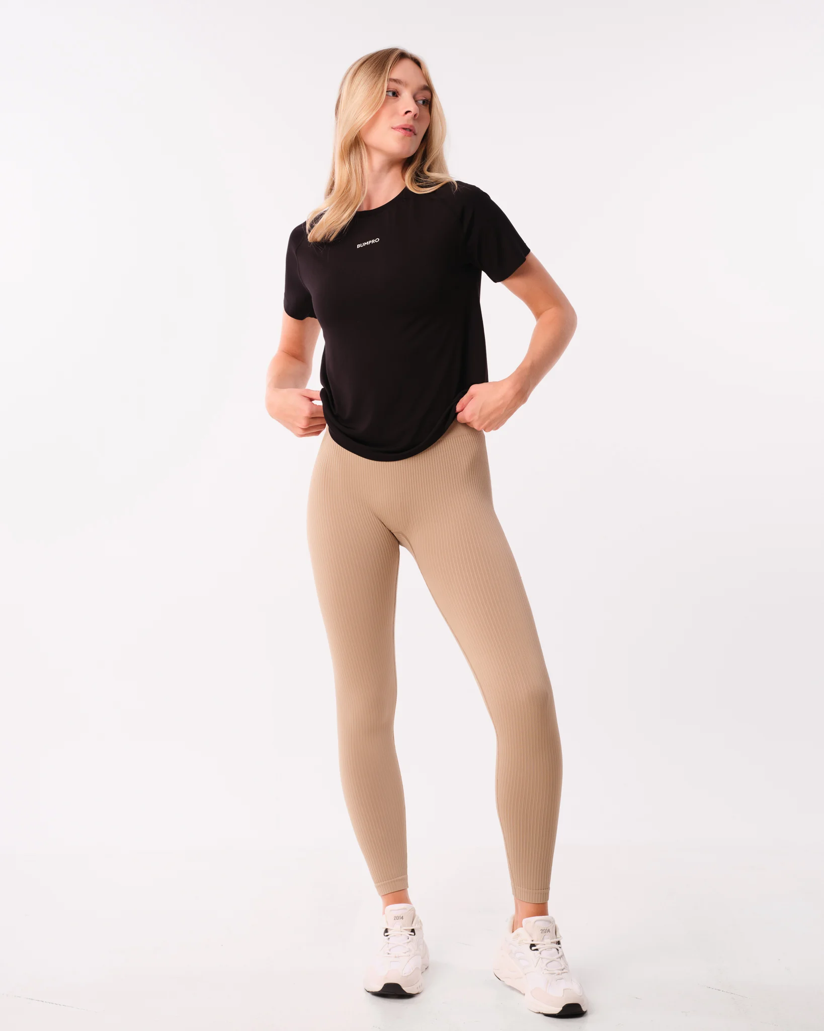 Bumpro Perfect Wide Rib Scrunch Tights Beige Dune