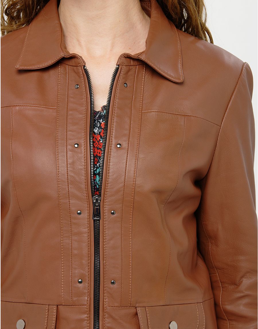 Veste 100% cuir marron