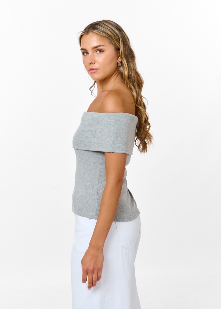 Bibi off shoulder top grijs