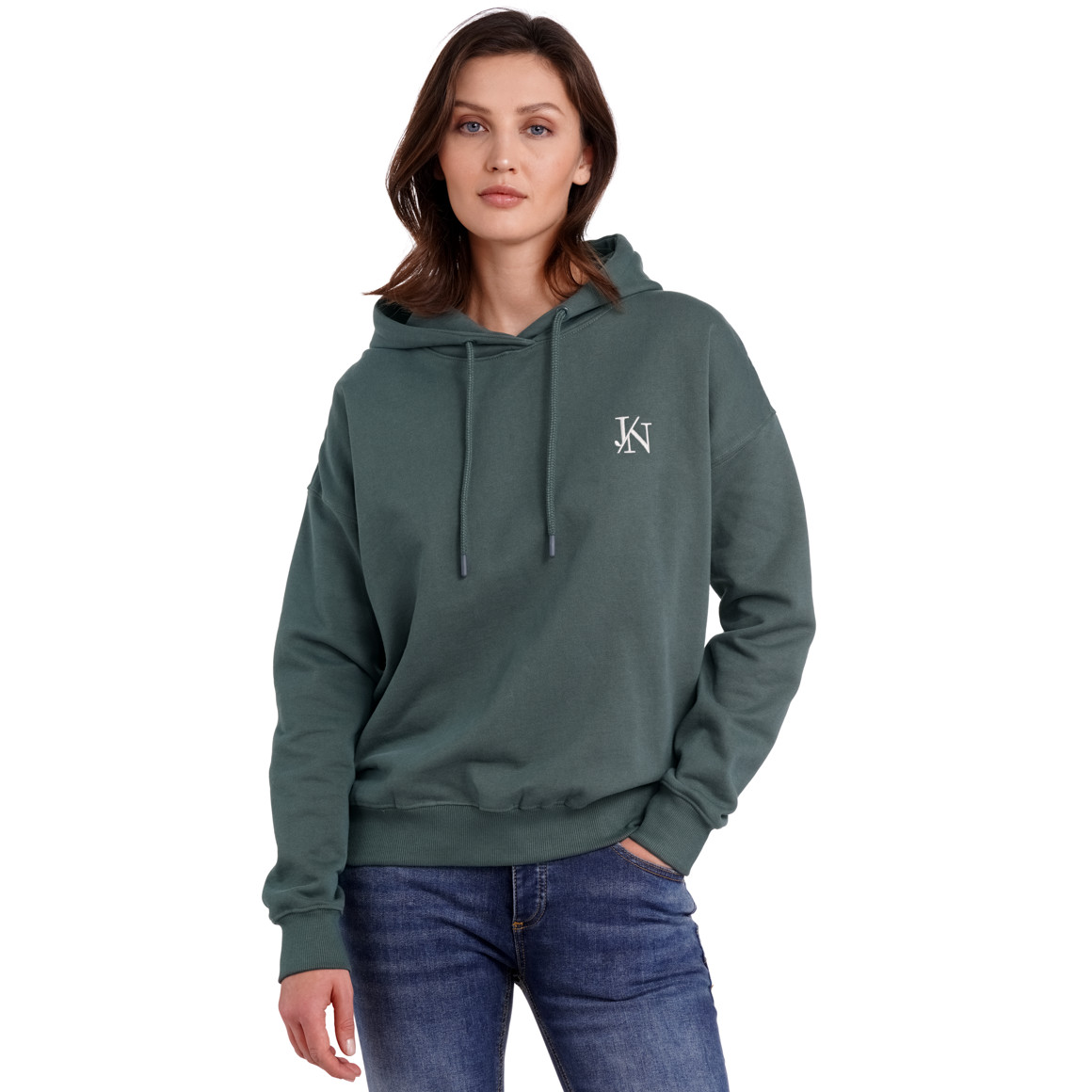 Jonas Nielsen Damen Hoodie mit Logo-Stickerei dunkelgrün