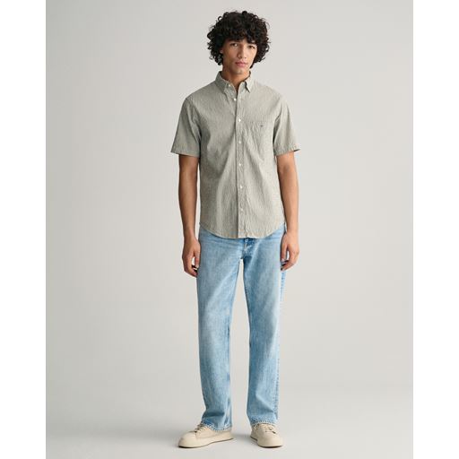 GANT Striped Seersucker Skjorte, Pine Green, XL