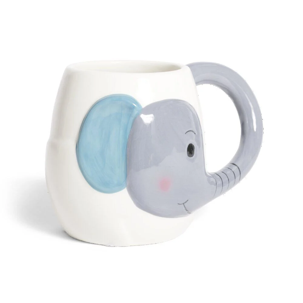 Mug éléphant dolomite blanc et gris Ø10xH10cm