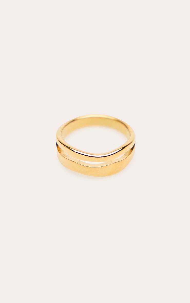 Doré Bague En Acier Inoxydable À Anneaux Superposés Lisses