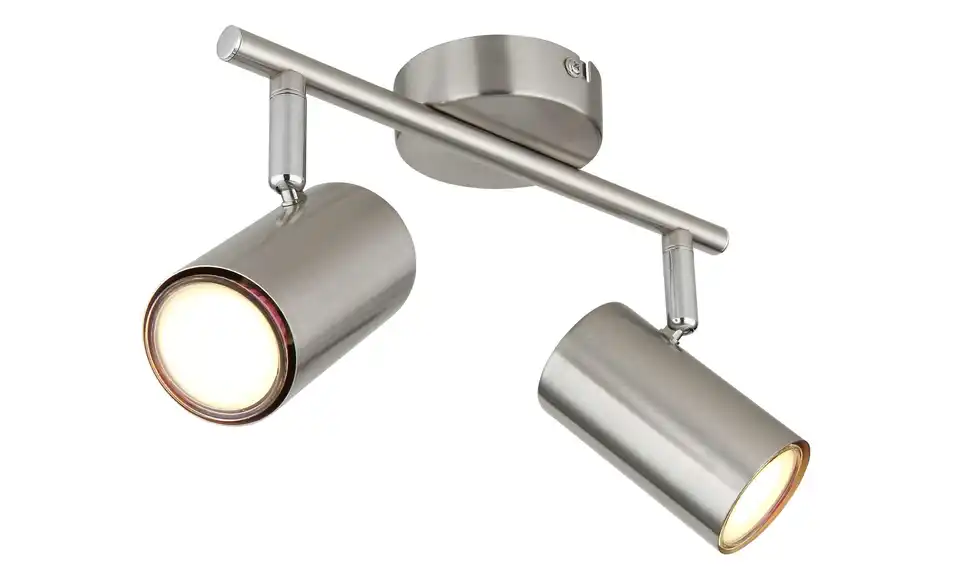 Deckenstrahler 13,5 cm 2-flammig 25 cm 10 cm silberfarben, edelstahlfarben, matt