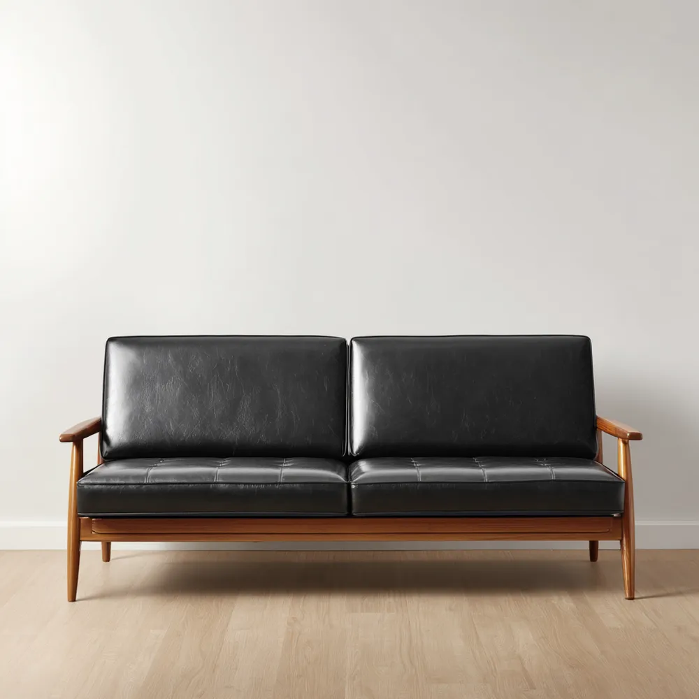 2-Sitzer-Sofa Lederoptik 140x75x80 cm - Schwarz - Skandinavisches Design
