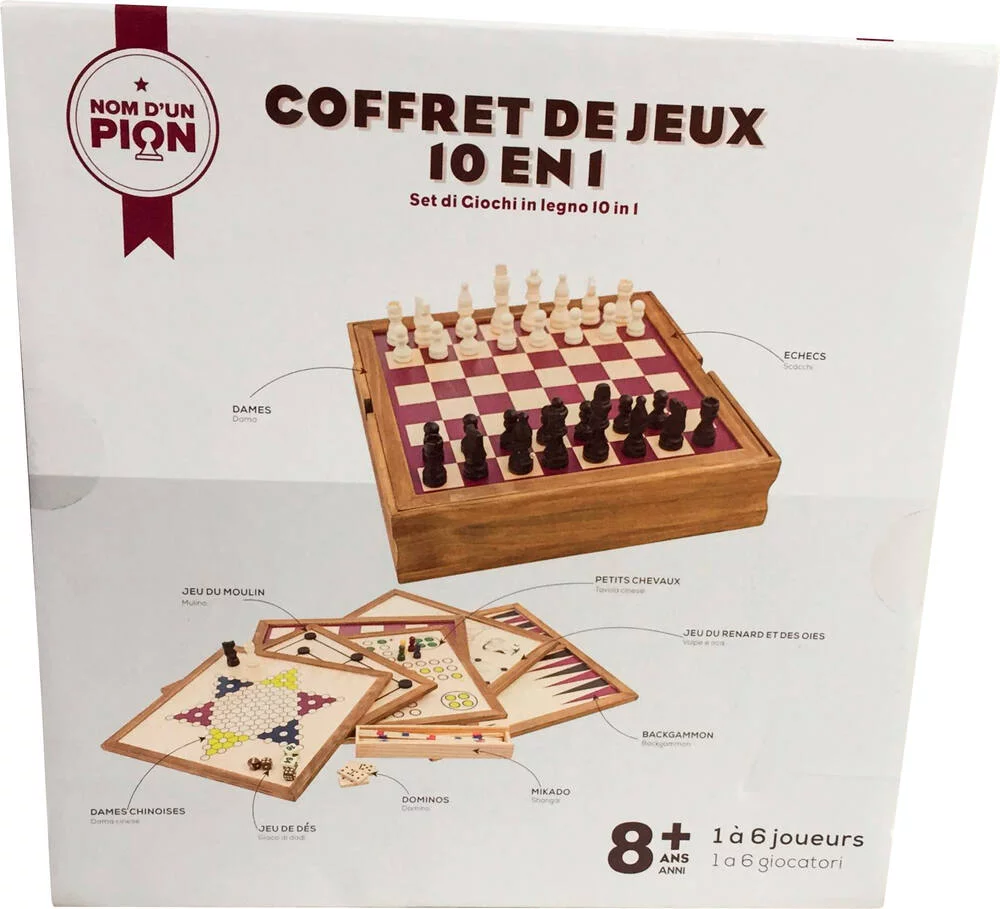 COFFRET JEUX EN BOIS 10 EN 1