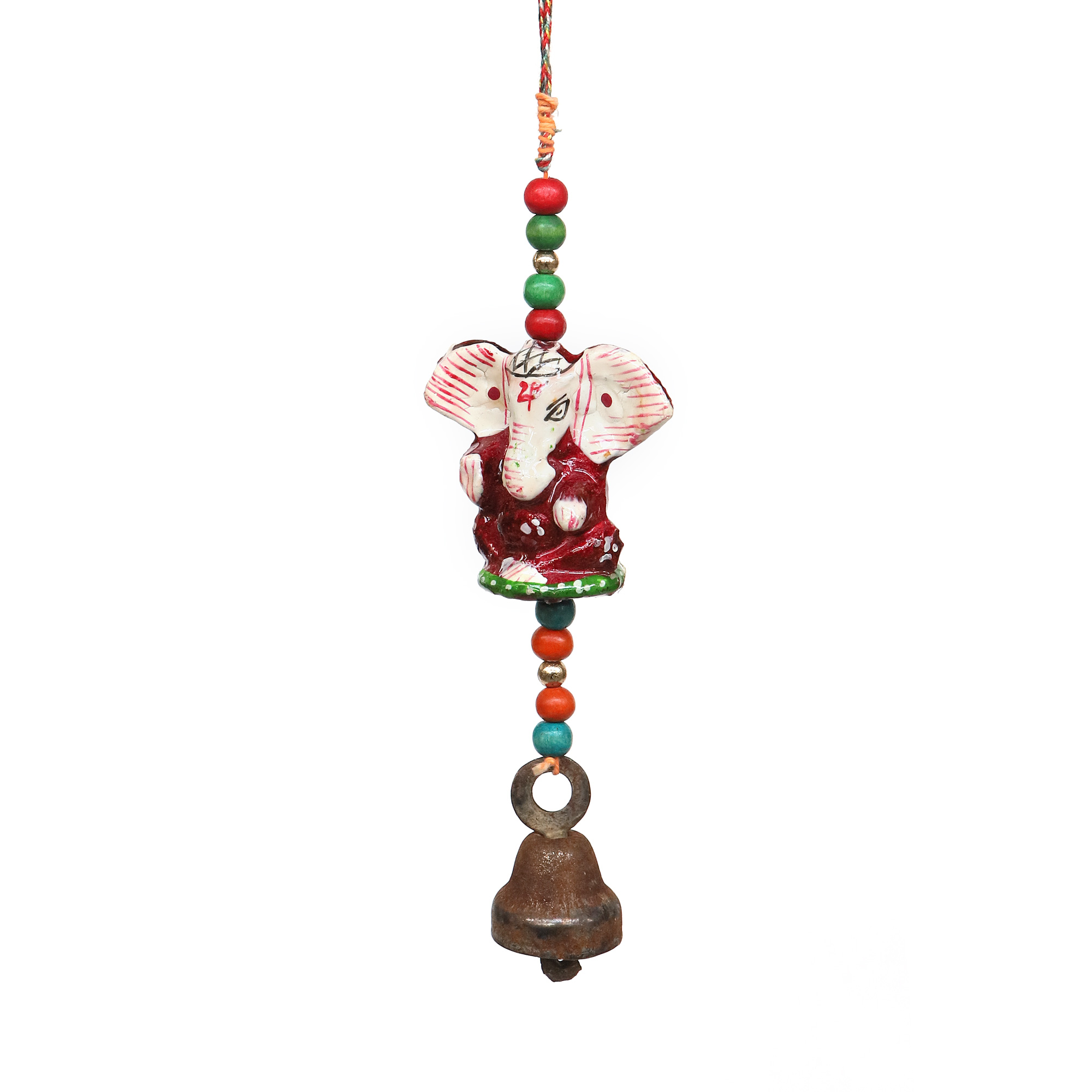 Anhänger 'Ganesh' rot mit Glocke, H 15 cm, B 5 cm von fischer's lagerhaus