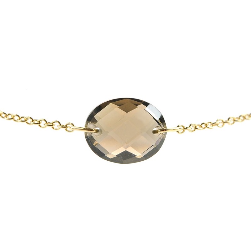 Bracelet chaine or jaune 18K et quartz fumé - BeJewels