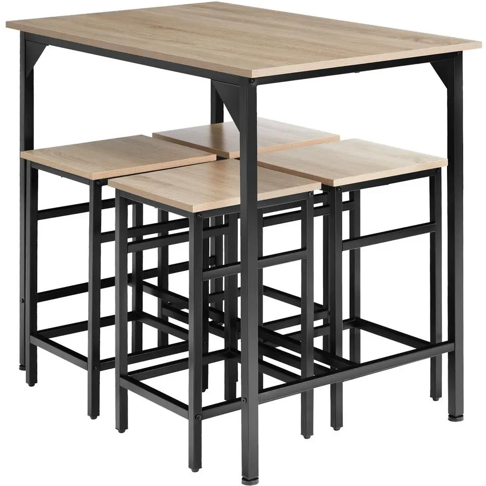 tectake Bartafelset Edinburgh 4 1, Industrieel Licht Hout, Eiken Sonoma