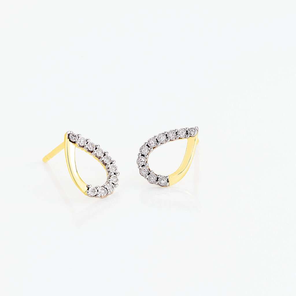 Boucles D'oreilles Puces Chrystalise Or Jaune Diamant
