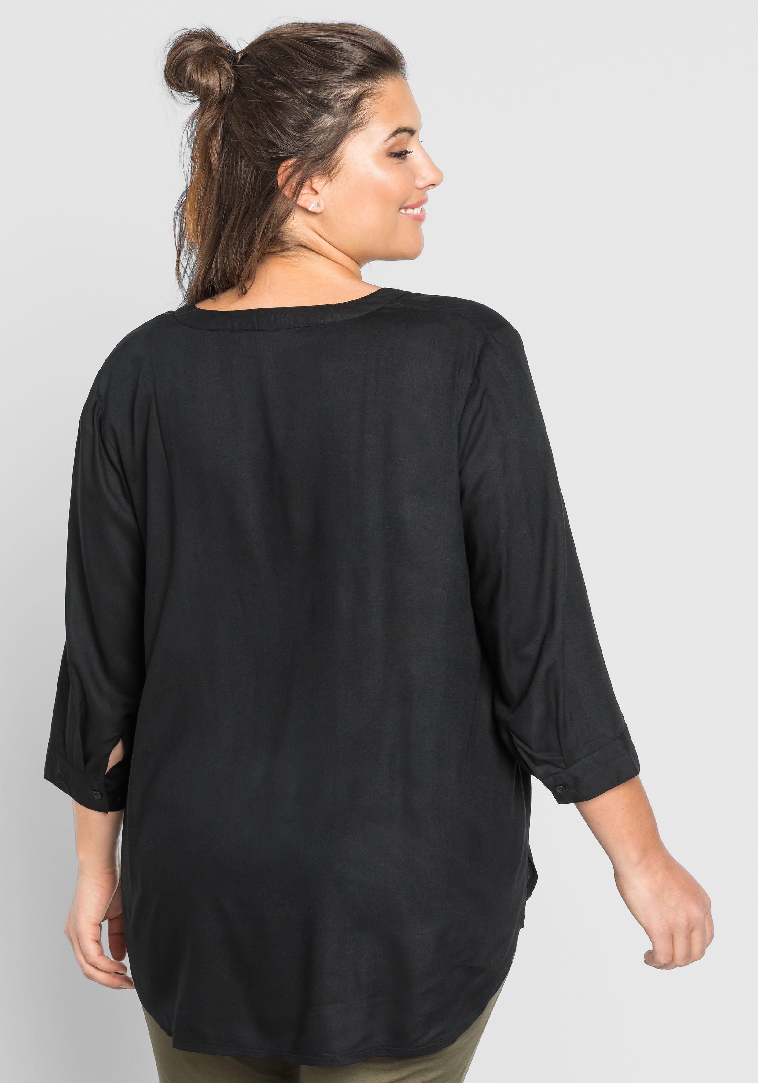 Tunika mit 3/4-Arm und gerundetem Saum
