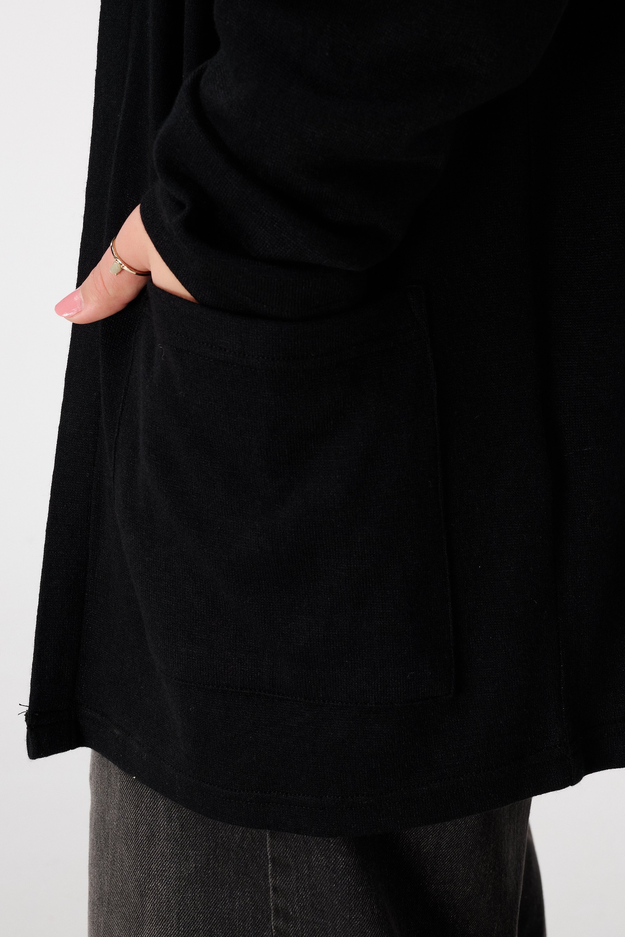 Lang vest met steekzakken Zwart