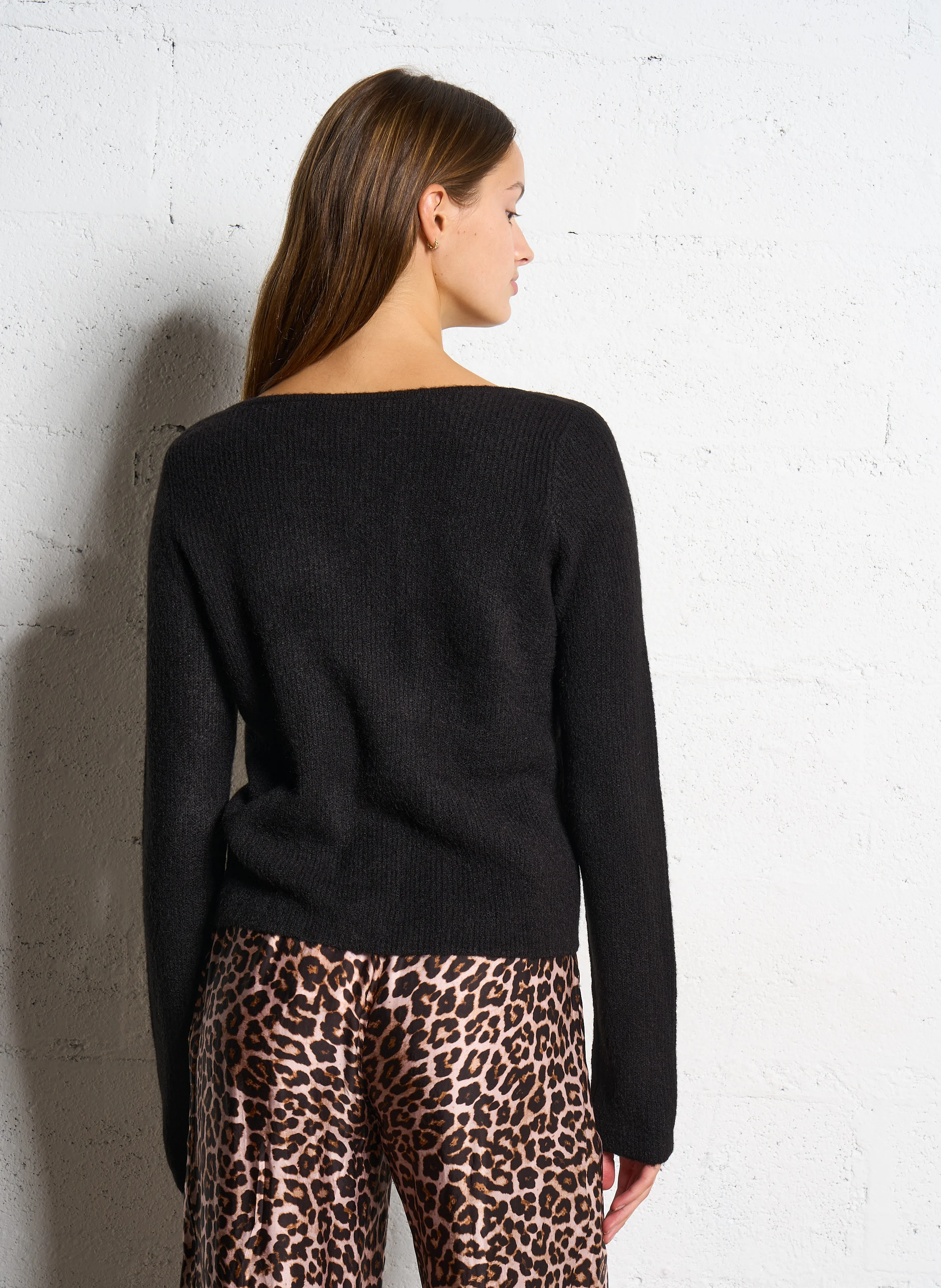 MILA - Pull droit col rond | Noir