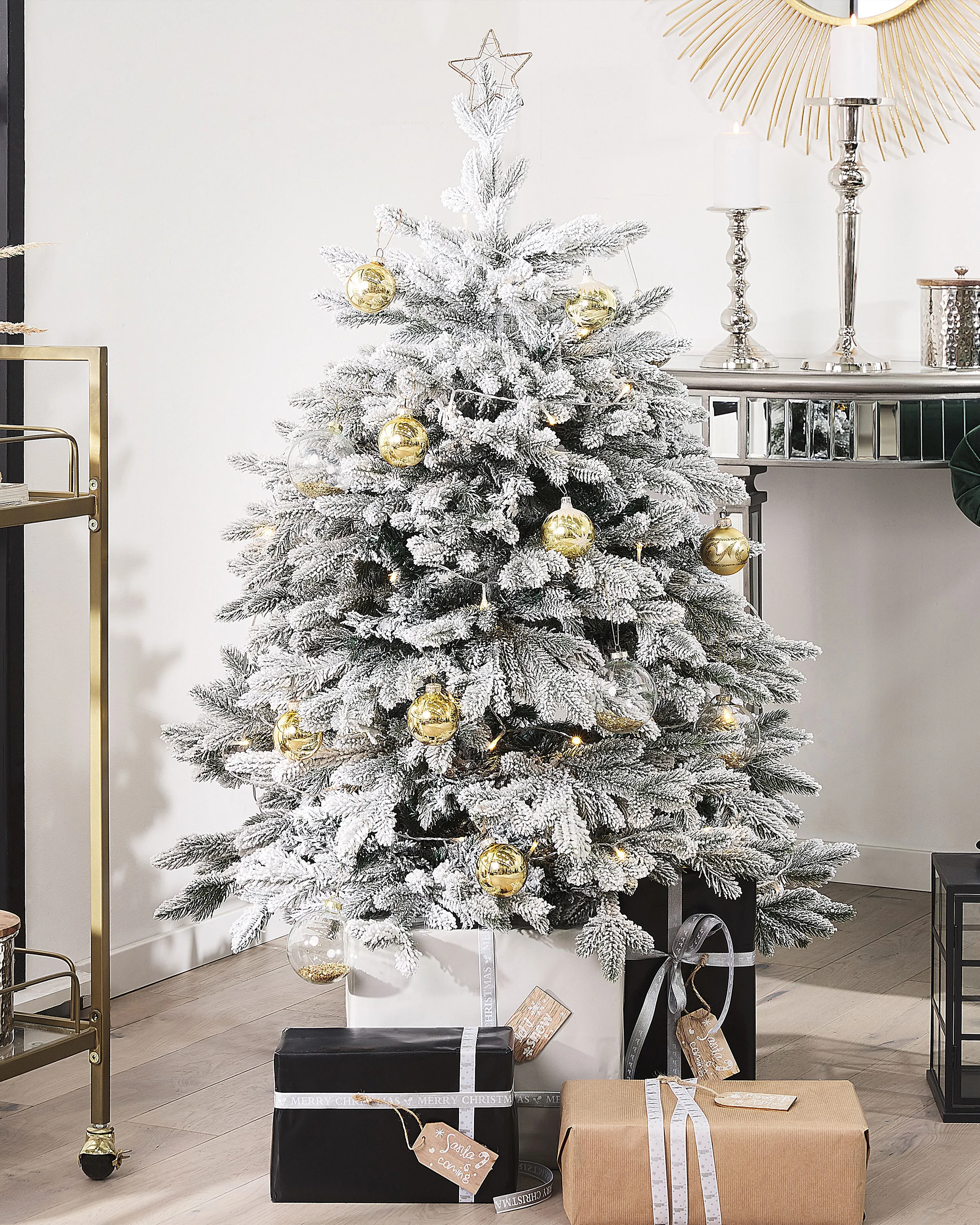 Besneeuwde kunstkerstboom FORAKER 120 cm Wit
