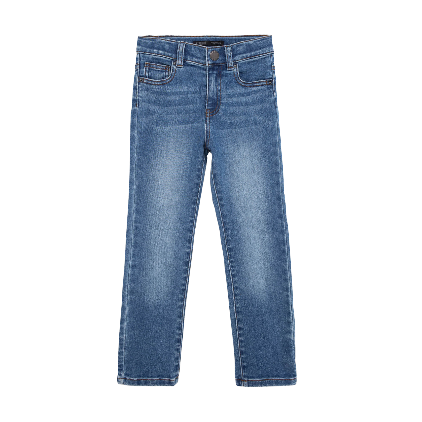 Jean droit délavé en coton mélangé | Bleu