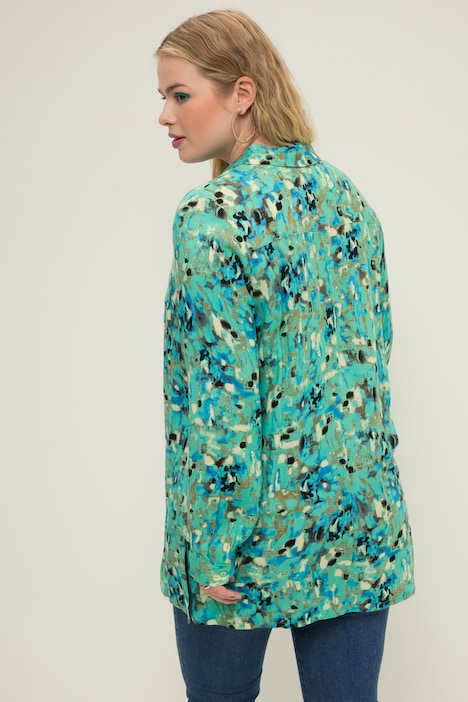 Hemdbluse, Alloverprint, Longform, Hemdkragen, Langarm