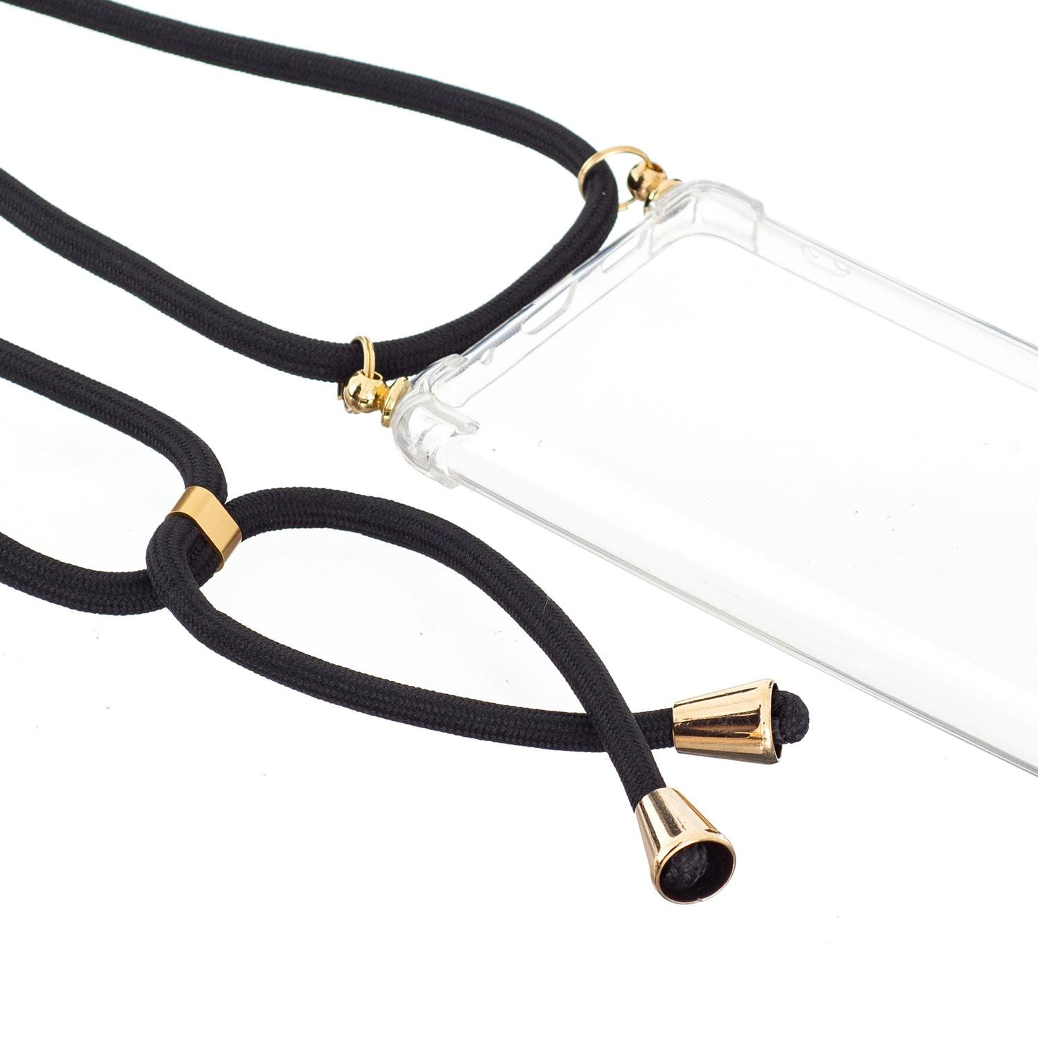 Samsung Galaxy S20 FE / S20 FE 5G Necklace Gummi Hülle Air Cushion Fallschutz   Handykette (150cm) - Schwarz / Gold