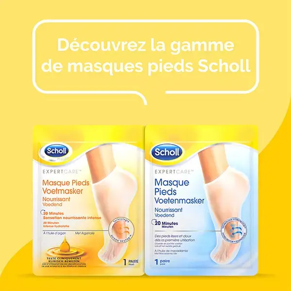 Máscara Nutritiva para os Pés Scholl Expert Care com Óleo de Macadâmia, 1 par