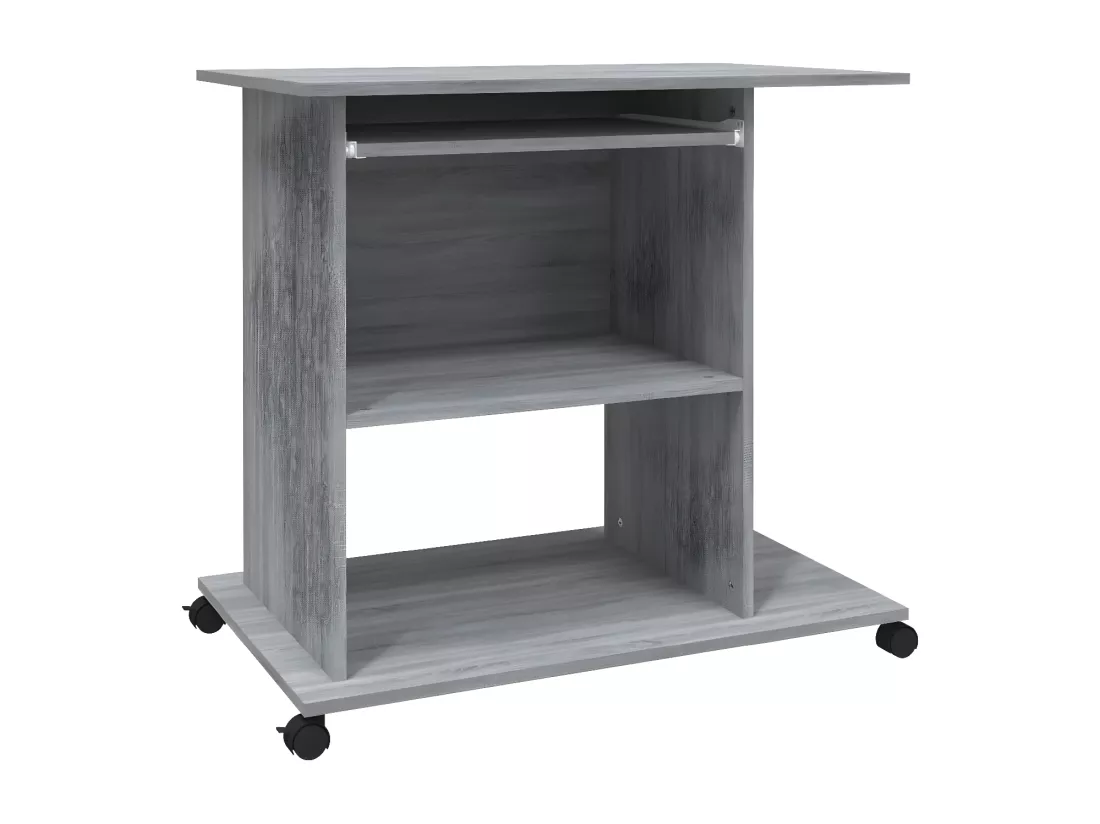 Bureau d'ordinateur Sonoma gris 80x50x75 cm Bois d'ingénierie