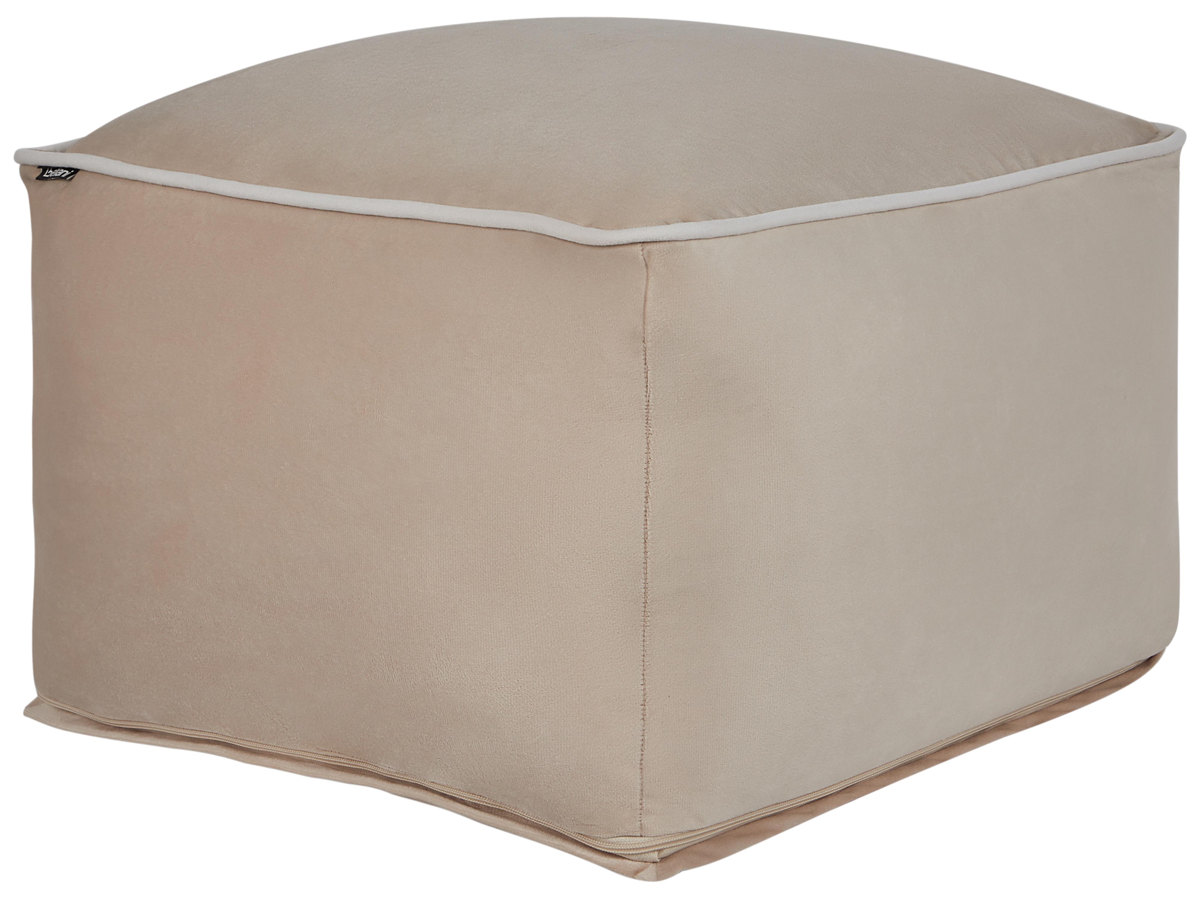 Poef DAREYN Fluweel Zandbeige