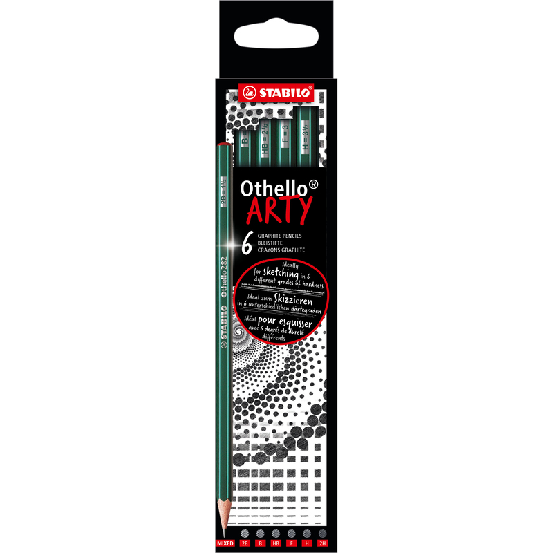 Stabilo Bleistift Othello Arty Mix, 6 Stück, 2B/B/HB/F/H/2H, grün