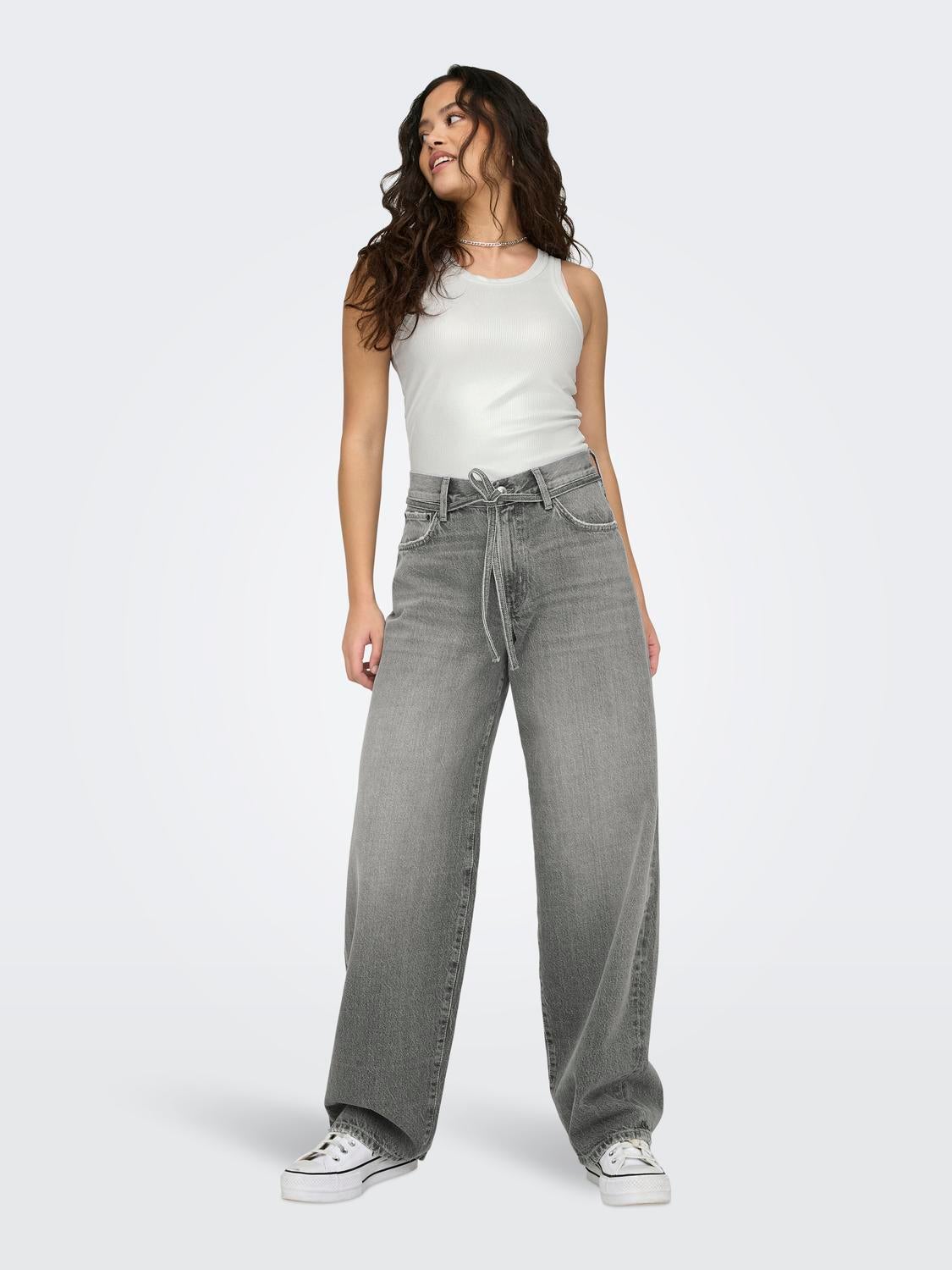 ONLGIANNA Mittlere Taille Ballon Schnitt Jeans Medium Grey Denim