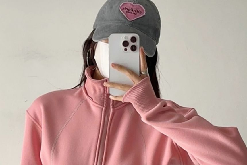 Ulark - Effen cropped hoodie met rits