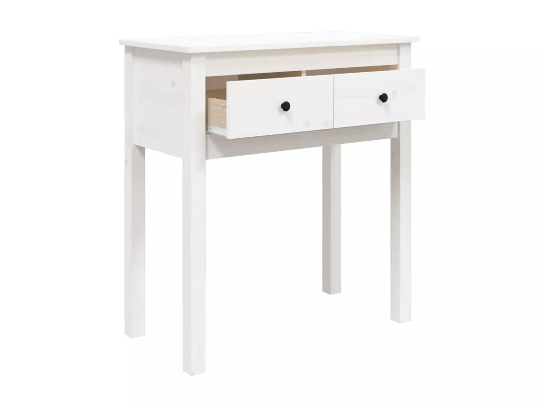 Table console Blanc 70x35x75 cm Bois massif de pin