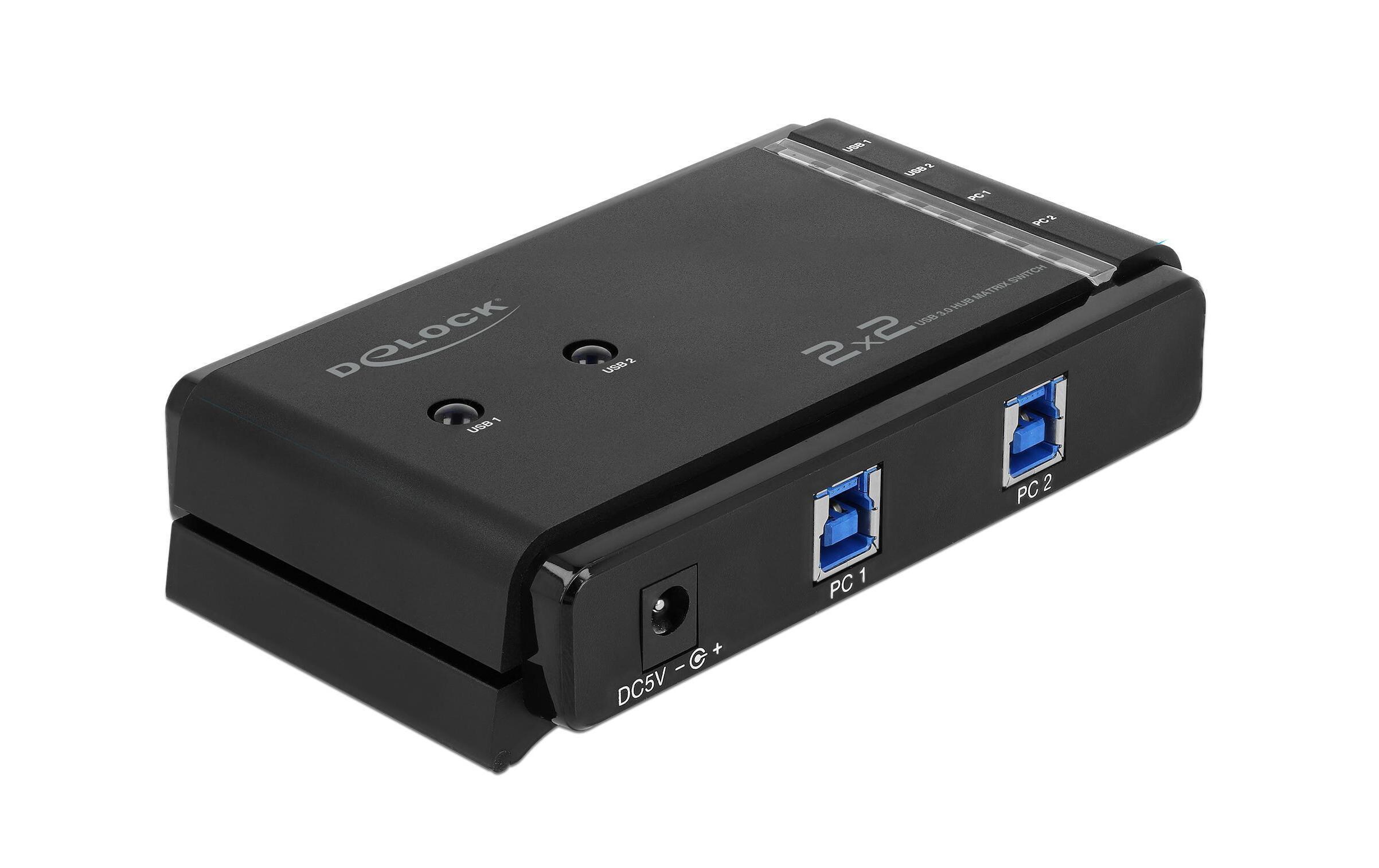 USB-Switch USB3.0, 2 Port 2x2Matrix Umschalttasten<br>Delock USB 3.0 Matrix Switch 2 x 2