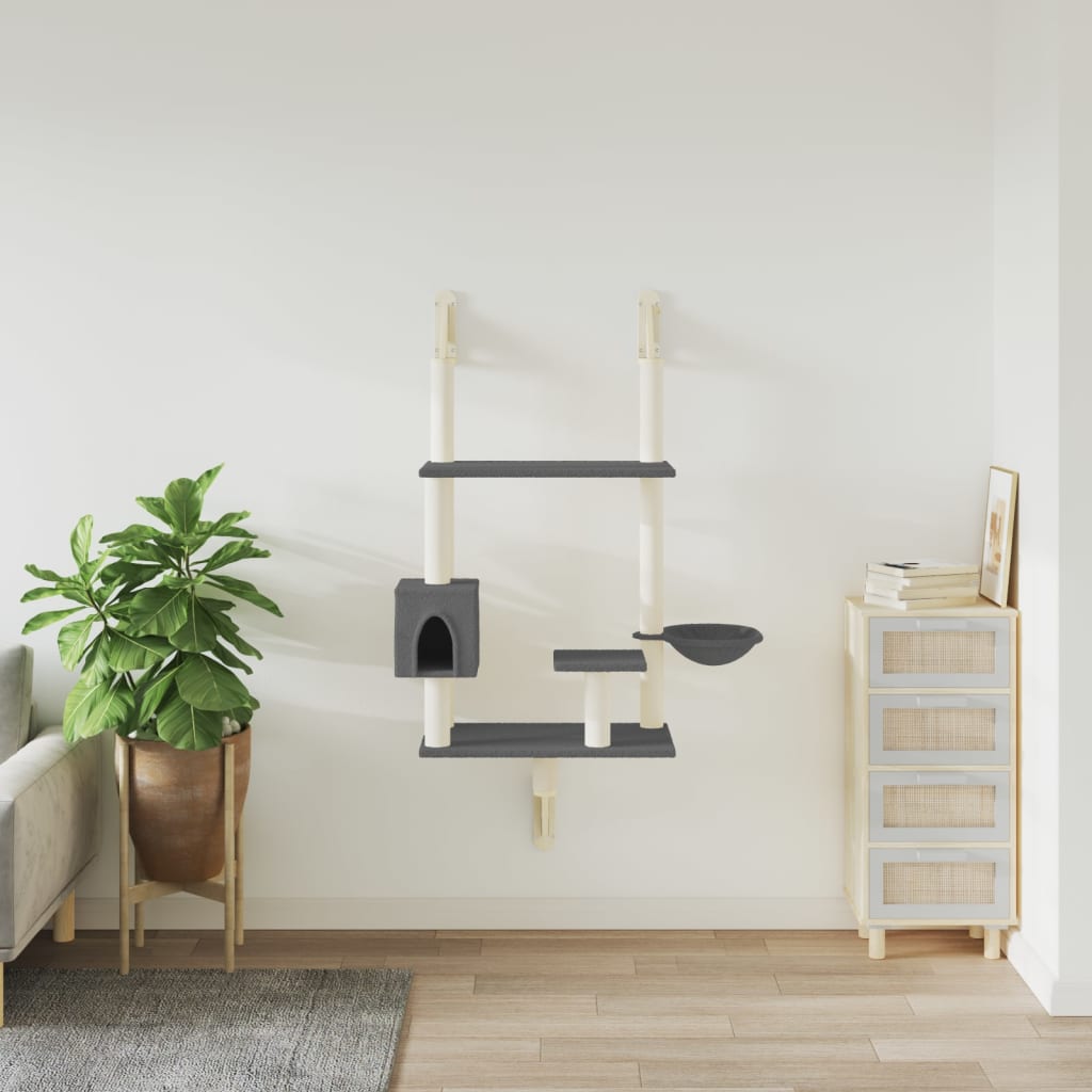 Arranhador de parede para gatos vidaXL, cinza escuro, 153 cm