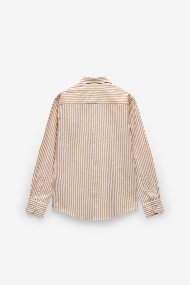 CAMISA ÀS RISCAS EM ALGODÃO E LINHO