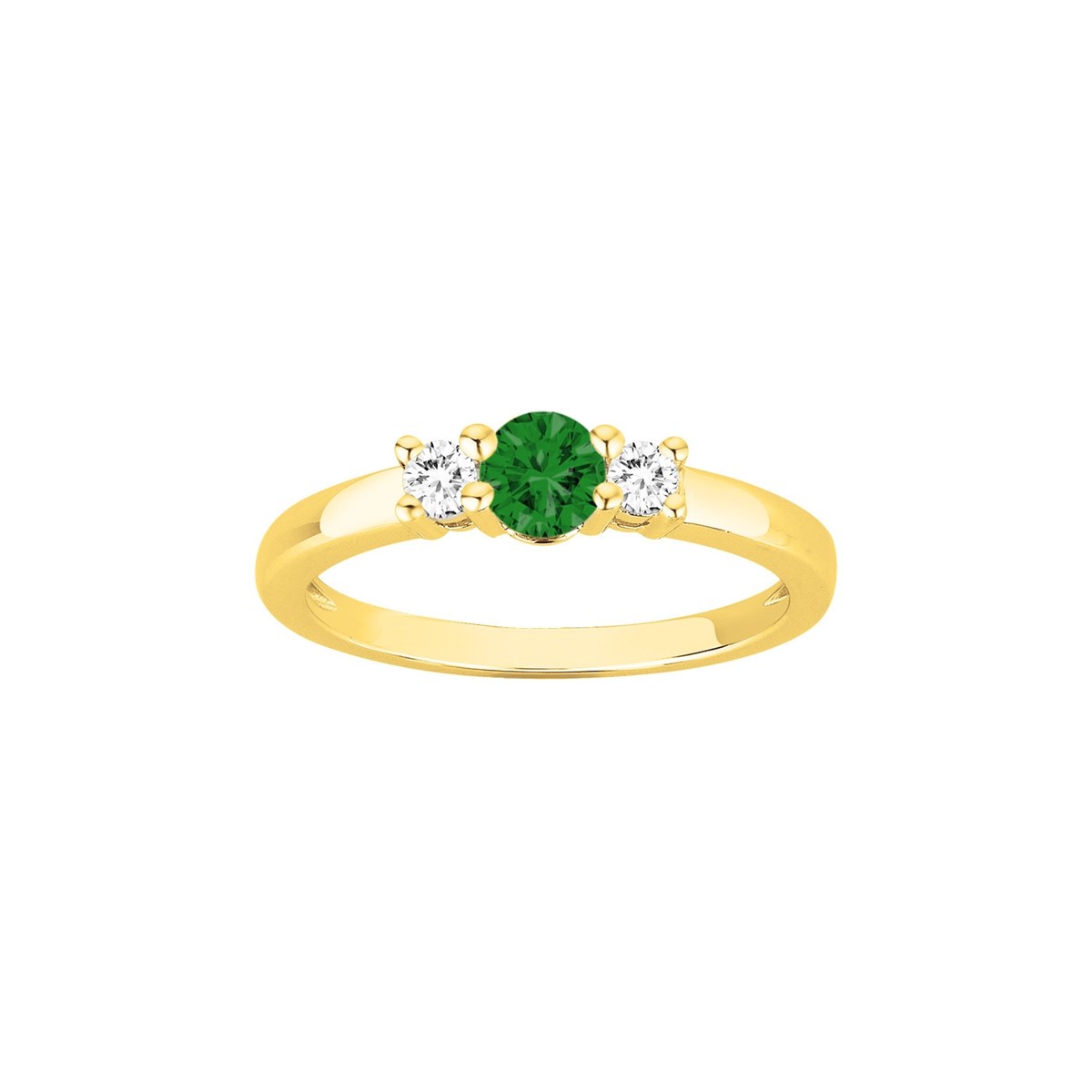 Bague en Plaqué Or avec oxyde de zirconium vert emeraude