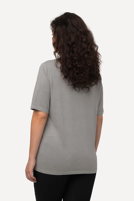 T-Shirt, Schriftmotiv, V-Ausschnitt, Classic, Halbarm