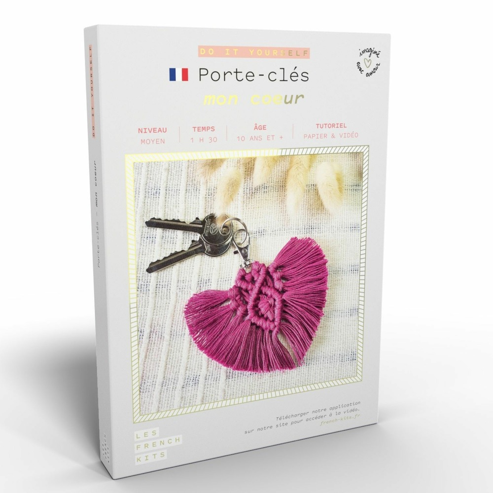 Coffret macramé - porte-clés coeur