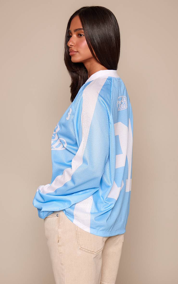 Bleu Layette Maillot De Sport Graphique À Manches Longues Petite