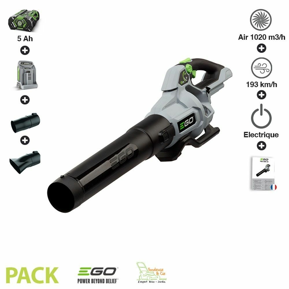 Pack souffleur de feuilles puissant batterie 5ah chargeur rapide ego lb5804e